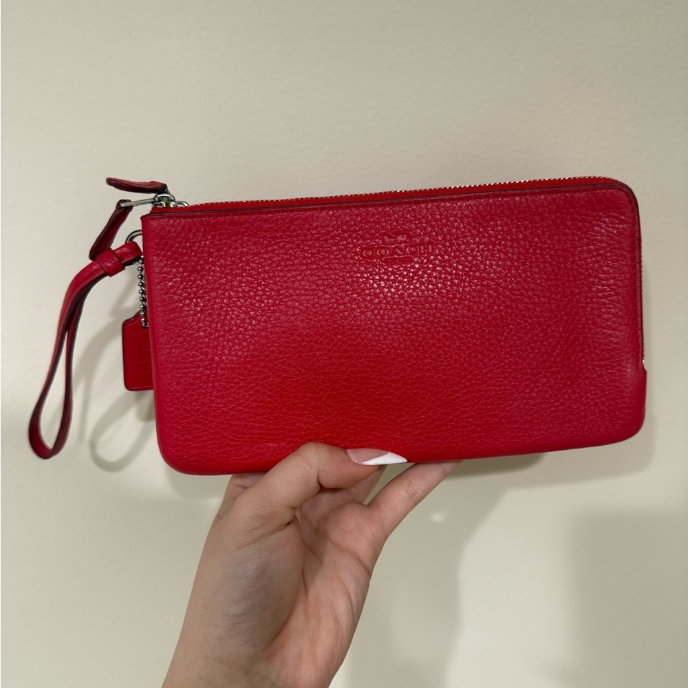 Coach Vibrant Red Leather Wristlet